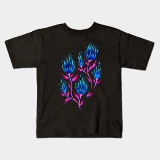 Fire Flower - Blue Pink Kids T-Shirt